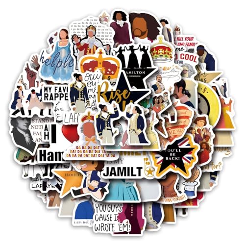 55 adesivi musicali Hamilton, impermeabili, adesivi Hamilton, adesivi meme per bambini, adolescenti, adulti, adesivi per bottiglie d'acqua, laptop, premi scolastici, bomboniere