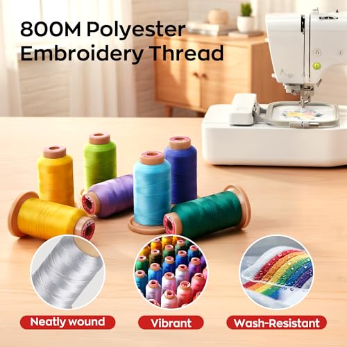 Image of Poolin Embroidery Machine Thread Kit 20 Colors | 40WT Embroidery Thread, 800M /Spool, Compatible with Brother, Janome and Most Embroidery Machines, Low Lint, Colorfast