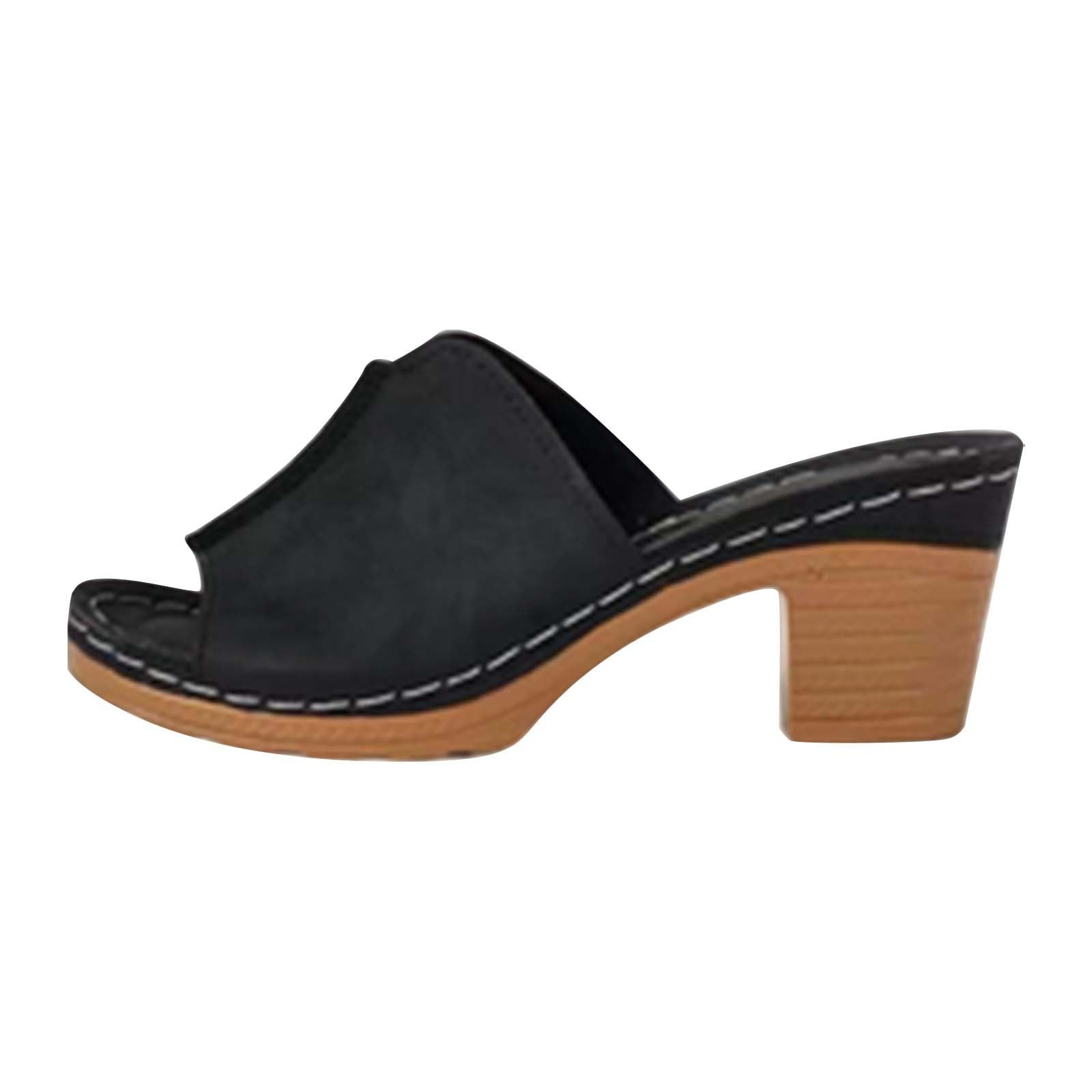 Mules Femme Avec Talon Bloc Et Bouche Poisson - Sandales Plates Confortables été