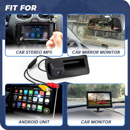 Image of HD 720P Backup Camera,Reverse Rear View Camera Fit for Audi A4L A5 A3 Q3 Q5 RS6 Fit for VW Passat Tiguan Jetta Sharan Touareg Lavida Skoda, Car Rear View Trunk Handle Camera