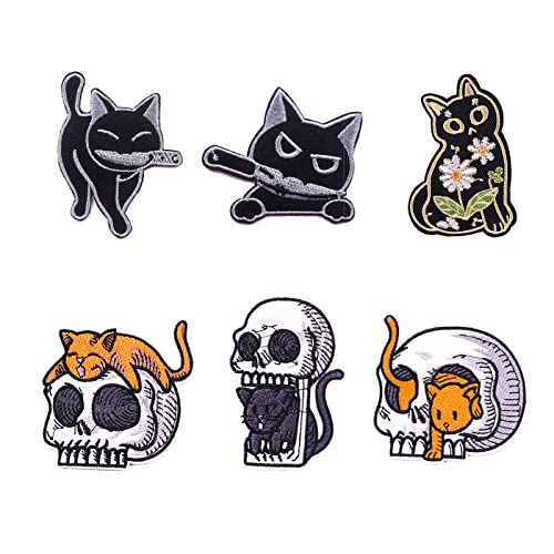 Mivofun 6 Pcs Ghost/Cat With Knife Clothes Patches, Peace Was Never An Option, Diy Sew On/Iron On Embroidered Cartoon Patch Applique Stickers, For T-Shirt Jeans Hat Bags (Ghost/Cat) #TOP1