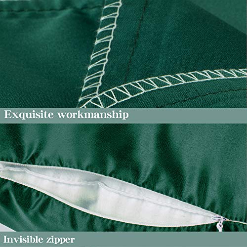 NTBAY 2 Pack Zippered Satin Pillow Cases for Hair and Skin Luxury King Hidden Zipper Pillowcases Set of 2, 50x90 cm, Dark Green - Image 3