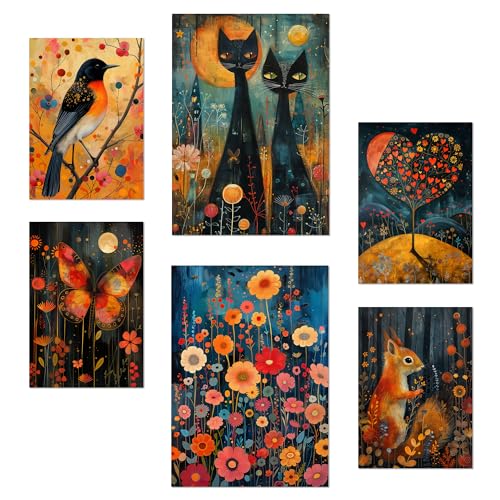 Affiches animaux Rosina Wachtmeister lot de 6 posters nature design pour décoration murale maison