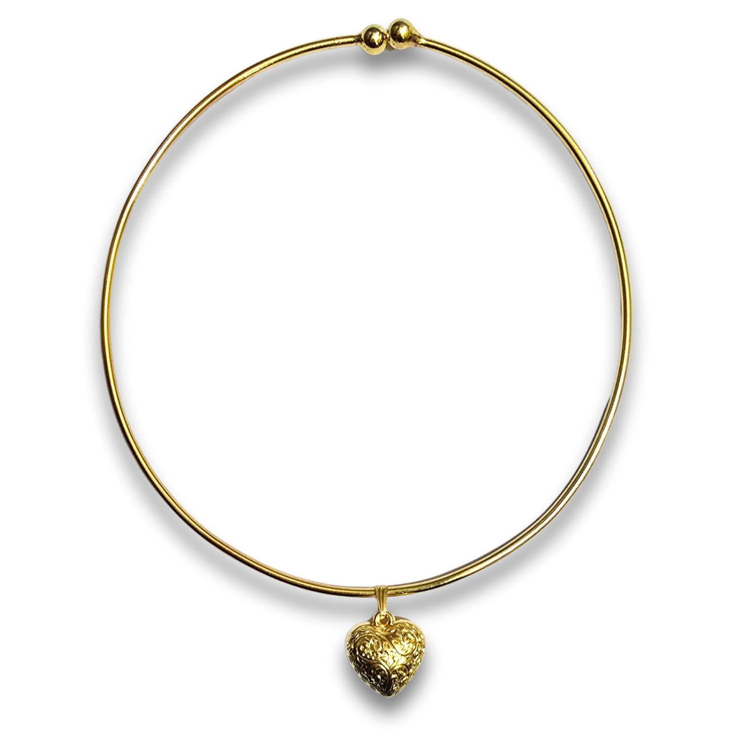czardonic Gold Plated Collar Choker Necklace for Women and Girls Embossed Heart Pendant Hasli Neck Piece open Back Torque Statement Fashion Jewellery-picture-26