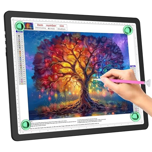 Rechargeable A3 Light Box with Side Buttons Ultra-Bright Wireless Light Board for Diamond Painting 4000mAh Lightbox for Tracing and Drawing Magnetic Light Pad for Sketching Animation