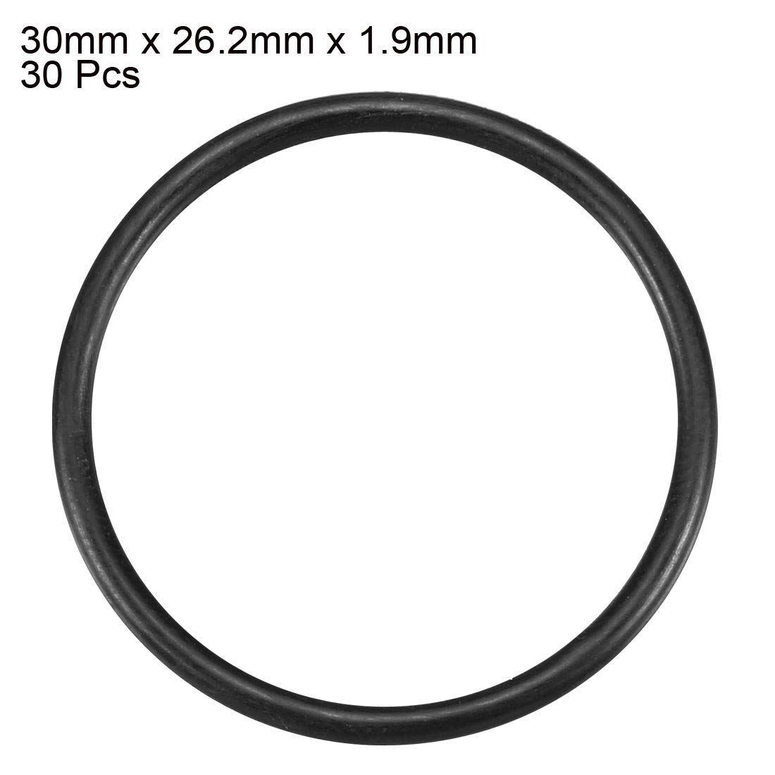 sourcingmap® 30 szt. czarny okrągły nitrylowy kauczuk butadienowy NBR o-ring 30 mm średnica 1,9 mm szerokość