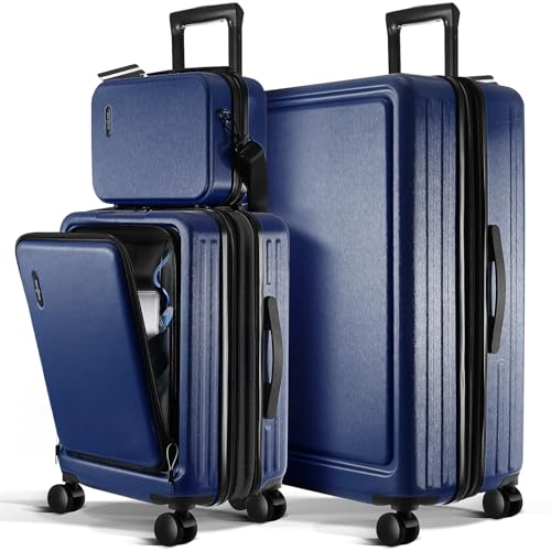 Image of Luggage Sets 2 Piece, 20 Inch Carry on Luggage and 28 Inch Suitcases with Wheels Spinner, Durable Hard Shell Suitcase Set, Expandable Travel Suitcase, Navy
