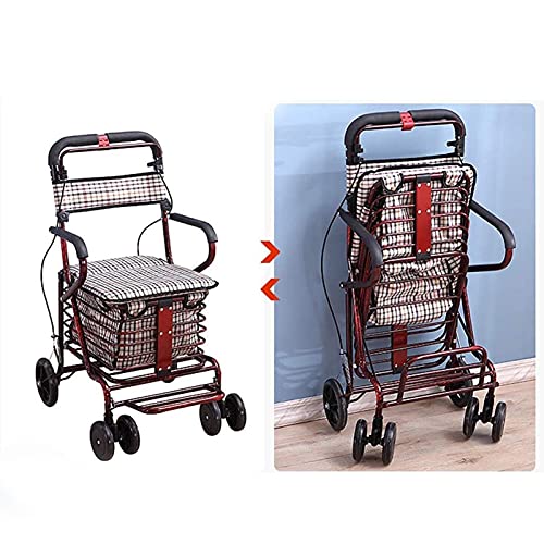 Einkaufstrolley, Leicht, Rollator, Zusammenklappbar, 4 Räder, Einkaufstrolley, Aufbewahrungstasche Mit Sitz… – Bild 6