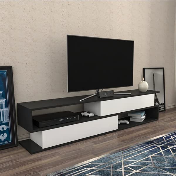 Heera Moti Nathan Engineered Wood Sectional TV Entertainment Unit Black