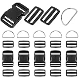 Heavy Duty Adjustable 2 inch Plastic Buckles 6 Set, 6 Pcs Quick Side Release Buckle Dual & 6 Pcs Met