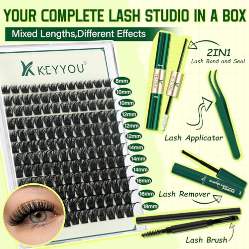 Image of KEYYOU Lash Clusters Kit Thick Lash Extension Kit Volume for Dramatic Glam