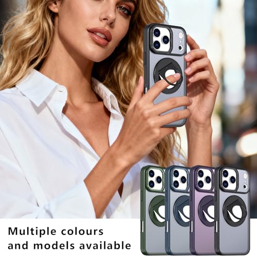 Coque pour 17 Pro avec béquille rotative et dos violet mat givré