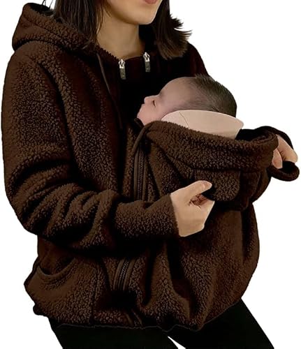 Veste de maternité d'hiver Polaire avec Insert Amovible pour bébé, Capuche