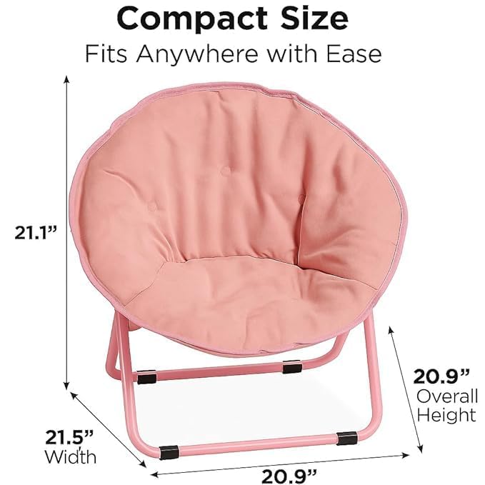 KARTAHARTA Round Chair with Floor Chair Back Support,Folding & Living Room & Bedroom,Portable Room & Kids,Folding Camping Chair for Indoor–Outdoor Relaxing,Comfortable Foldable Floor Seating (Pink) 3