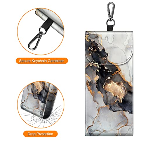 Image of FINTIE Double Glasses Case with Carabiner Hook, Portable Vegan Leather Eyeglass Case Anti-scratch Sunglasses Pouch