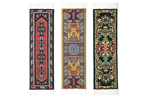 Orient Teppich gewebter Stoff – Schwarz Kollektion – 3 Lesezeichen Designs