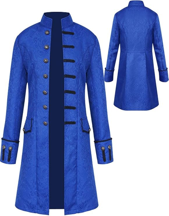 YQVGFBY Vêtements Médiévaux Hommes, Veste Steampunk, Costumes Cosplay Halloween, Tailcoat Steampunk, Gothique Médiéval Uniforme, kl-bleu, S