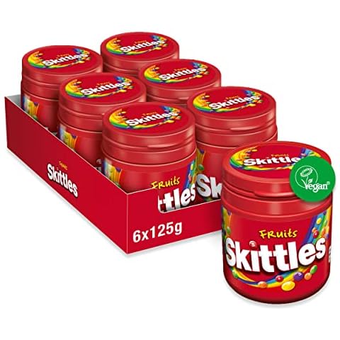 Skittles Sweets Bottle, Vegan Sweets, Bulk Sweets Box, Fruit Chewy Sweets, 6 Packs of 125g Cover
