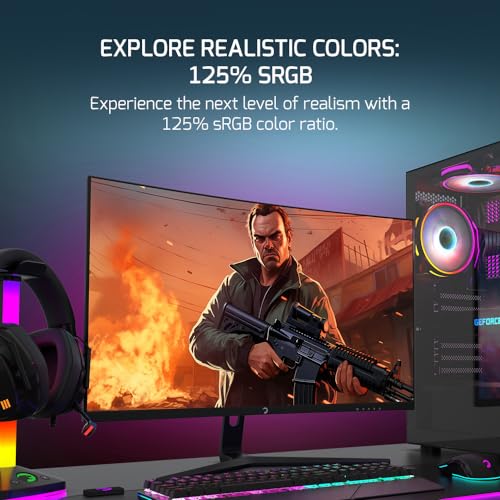 Vivid T50 Monitor da gioco curvo, 27 pollici 180Hz, schermo PC Full HD 1080P VA curvo 0,5ms HDR Display, monitor per computer senza cornice con FreeSync e G-Sync 125% sRGB, con altoparlanti - Monitor - Immagine 7