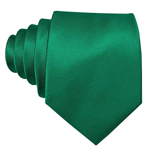 Image of Barry.Wang Plain Men Silk Ties Extra Long Satin Necktie for Wedding Business Handkerchief Cufflinks Set Solid Colors