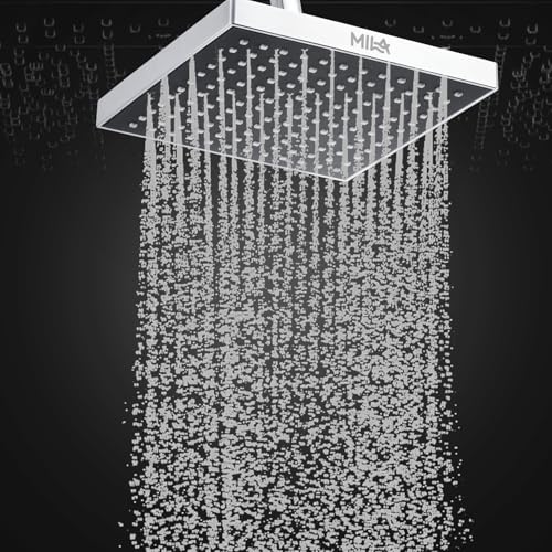 Image of Mila Matte Rain Shower| Chrome Finish Square Overhead Shower | 200 * 200mm Ceiling Mounted | ABS Body| Single Function Rainfall Shower for Broad Coverage & Water Efficiency| (Without Arm)