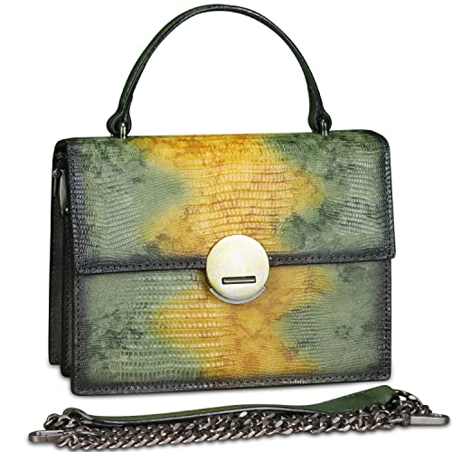 Image of Genuine Leather Satchel for Women Small Purse Vintage Handmade Top Handle Handbag Retro Designer Crossbody Phone Bag