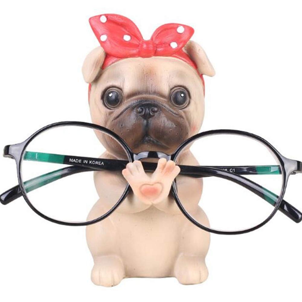 Fun Eyeglass Holder Display Stands - Home Office Decorative Glasses Accessories (Pug)