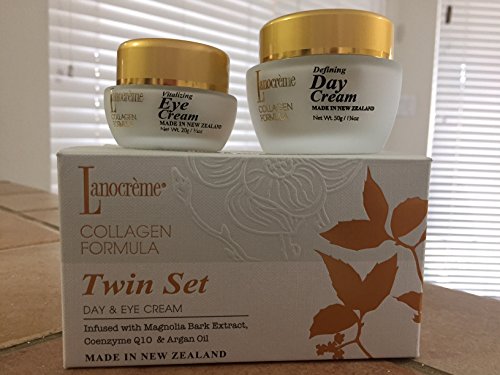 Lanocreme Collagen Formula Twin Set Day / Eye Cream . Infuse with magnolia bark extract , Coenzyme Q10 and Argan Oil .