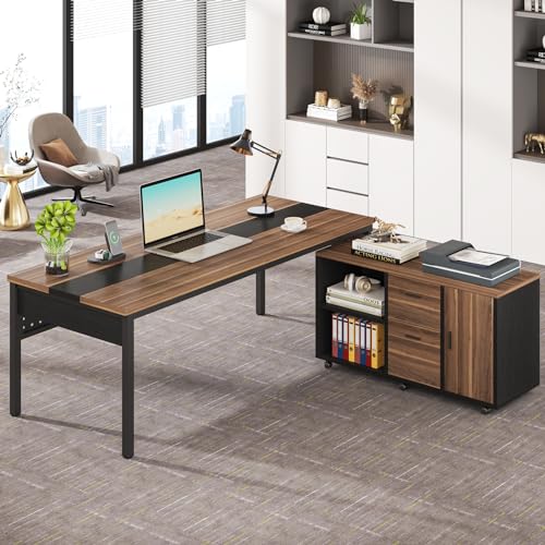 Tribesigns F1649 70.8 Inch Large Executive Office Desk And 47 Inch Lateral File Cabinet Combo, L-Shaped Computer Desk 2 Piece Business Furniture With Drawers And Shelves, Home Office Workstation thumb #8