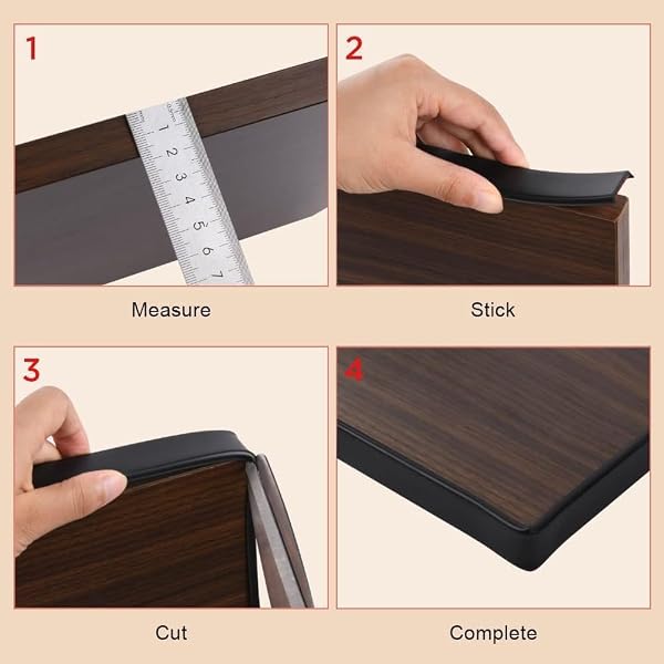 flintronic Forma U Cinta de Madera Cantos, 10m * 16mm TPE Protector Borde de Muebles, Cantoneras Cubrecantos Autoadhesiva, Proteccion para Mesas y Muebles, Puertas de Automóviles.(Negro) - 2