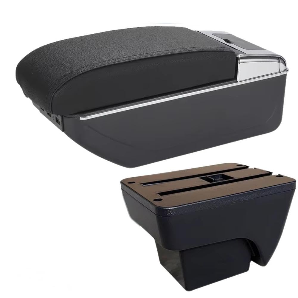 FSOZDBBPL For Seat Arona For Ibiza 6L 6J 2017-2025 Car Armrest Box Auto Storage Box Retrofit Interior Accessories Interior Parts(B2 Black black 7USB)