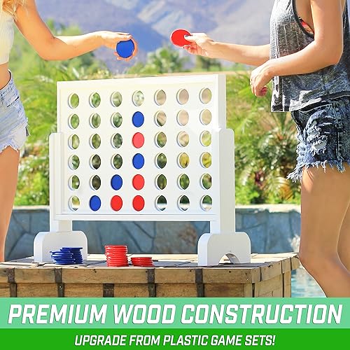 Image of GoSports 2 foot Width Giant 4 in a Row Game with Carrying Case, Made from Wood