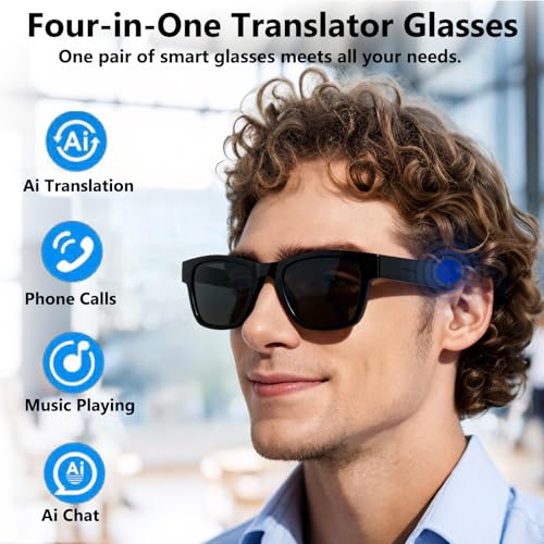 AI Translation Smart Glasses with Chat GPT for Men and Women - Real-time Translator 164 Languages, Music Playback & Hands-Free Calls for Daily Use, Travel - Image 6