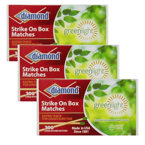 Diamond Greenlight Strike ON Box Matches [3 BXS of 300] (Original Version)…= 900 Sticks Total