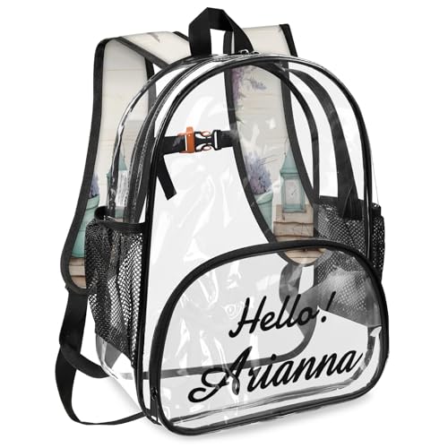Floral Personalized Large Clear Backpack Heavy Duty for Stadium Approved Custom Floral Pattern PVC Transparent Backpack with Name See Through Bag for Concerts2