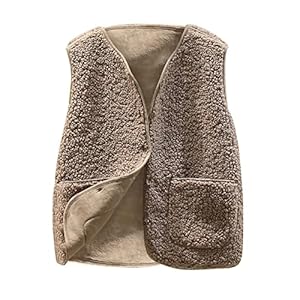 Mrat Gilet en polaire Teddy pour femmes UK - Vestes thermiques d'hiver légères, gilet de corps boutonné, veste sans manches en fourrure douce et duveteuse, veste décontractée pour dames, tailles S-5XL