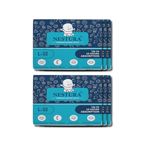 Image of Baby Diapers Pants Large L size with Wetness Indicator (9-14 kg), Combo Pack of 6 (192 Count)