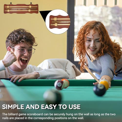 Billiard Game Scorer, 2 Track Wavy Billiard Score Board Medium Density Fiberboard and Metal Billiard Game Score Keeper Recorder with Screws for Billiards Games - Image 5