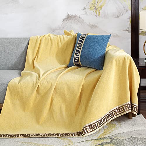 Stacypik 1P Yellow Sofa Couch Cover For Dogs Cats Kids,Chenille Couch Cover Furniture Protector Sofa Throw Cover For 2-3 Couch Machine Washable Sectional Couch Cover For Sofas With Jacquard-71 X118 #TOP7