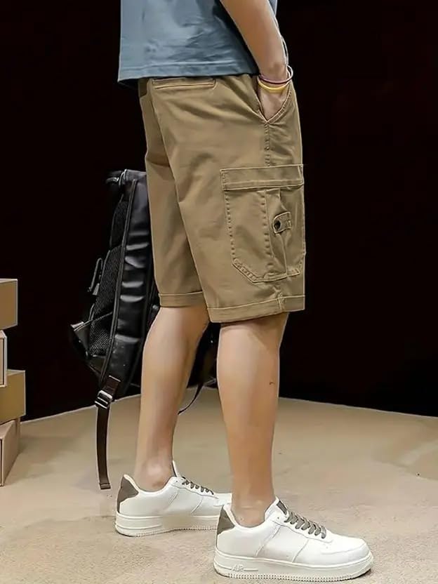 Image of INKKR Men Shorts || Men Shorts Cotton || Men Cargo Shorts Casual Comfort Breathable Knee Length Cotton Shorts