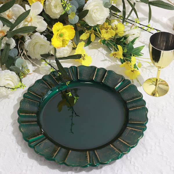 Set de 6 platos cargadores plásticos verdes esmeralda 13" miniatura 1