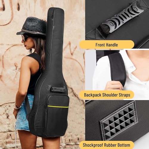 Image of Fabric Electric Guitar Bag Gig Bag Black Padded Backpack
