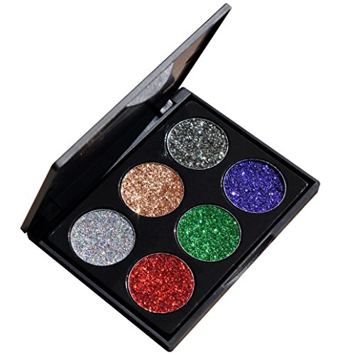 Coohole 6 Colors Shimmer Glitter Bling Eye Shadow Powder Palette Matte Eyeshadow Cosmetic Makeup (B)