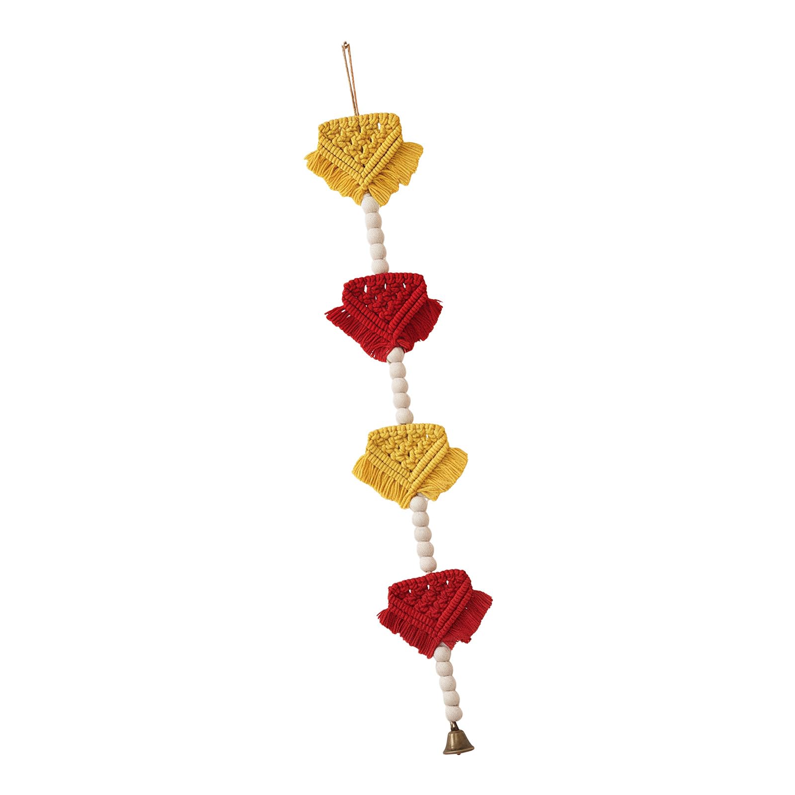 Zxfdsfdbnm Woven Macrames Pennant Wall Hanging Pendant with Wooden Beads and Metal Bells for Kids Room and Nursery Decors Gift Cotton Rope Wall Art