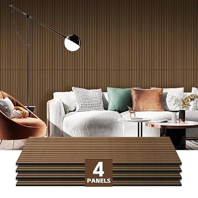 RITOLLO 4 Pack Wood Panels for Wall - 47.2"×23.6" Wood Slat Acoustic Panels for Wall, Soundproof Panels, 3D Fluted Panels for Interior Wall Decor (Walnut)