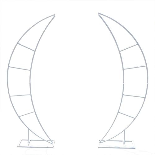 Soporte de arco de boda en forma de luna blanca de 6.6 ft de altura, arco de boda de hierro, media luna, soporte floral para telón de fondo de boda,