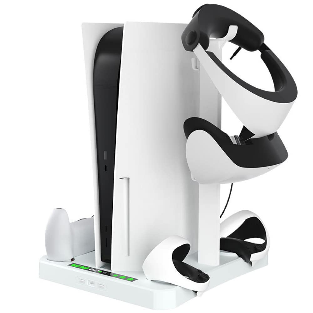 Para PS5 Muelle de Refrigeración de la Consola, PSVR 2 Mango Muelle de Carga, para PS5 Controladores Estación de Carga, VR Headset Game Disc Helmet Storage Rack