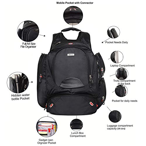 Image of Bleu 35 Ltrs Black Laptop Bag (LB-445)