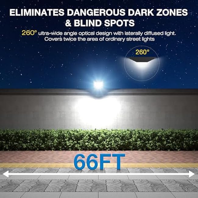 Solar Lights Outdoor,IP66 Waterproof Solar Street Lights Outdoor,6500K LED Dusk to Dawn Security Flood light with Motion Sensor and Remote Control for Yard,Parking Lot, Courtyards,Garages 2-Pack