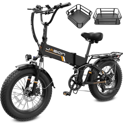 Jasion Hunter Pro Foldable Electric Bike, 30+MPH & 80 Miles Long Range, 1800W Peak Motor, 720WH Removable Battery, 20''*4 Fat Tire, App Control & Full Suspension Bicycle, Dual Hydraulic Brakes E-Bike
